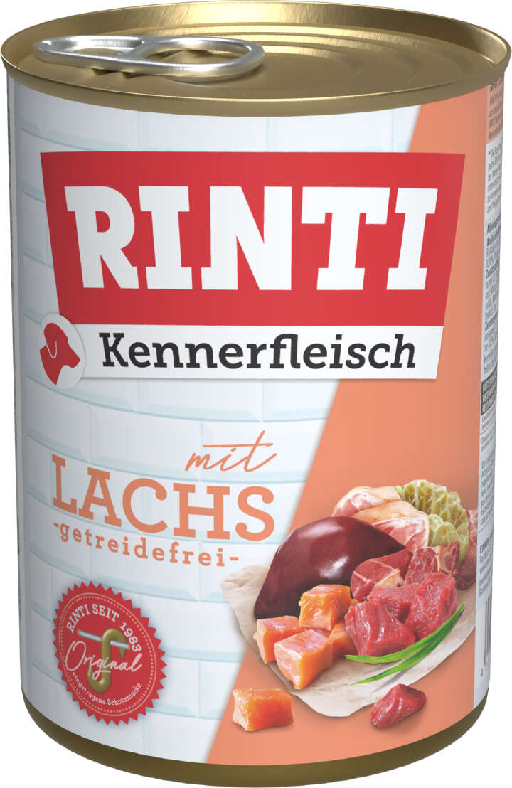 RINTI Hunde-Nassfutter Kennerfleisch mit Lachs getreidefrei